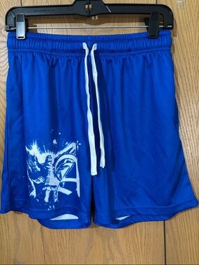 Arise from the ashes Blue Athletic Shorts with White Drawstring mens M